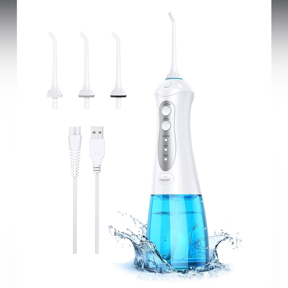 Water Flosser Cordless, Portable with 3 Modes 4 Jets, 300ML Water Tank